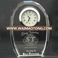 Custom Unique Crystal Glass Desktop Clock for Decoration Gift New Design for Crystal Clock